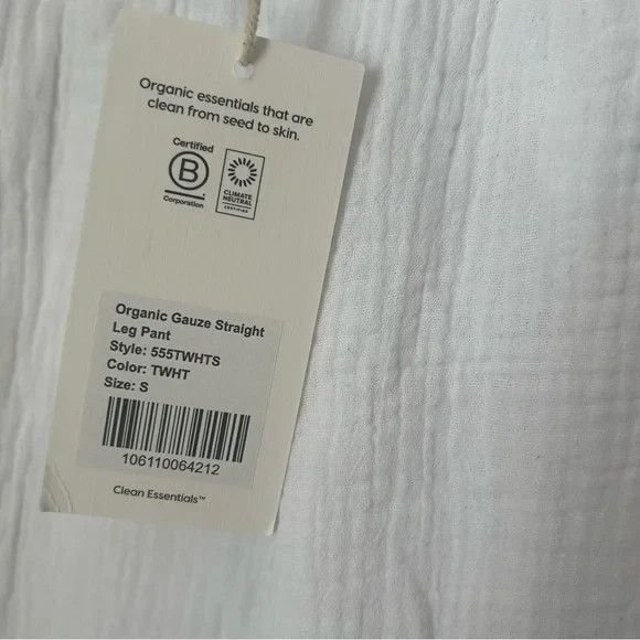 MATE The Label Organic Cotton Gauze Straight Leg Pant WHITE SZ S NWT $128 - Picture 5 of 6